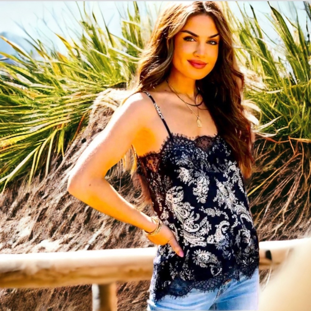 Lace Camisole Tank, M, Paisley Printed - Picture 1 of 7